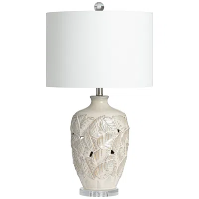 Crestview Collection Coastal Leaf Cream Ceramic Table Lamp