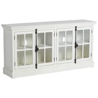 Crestview Collection Coventry 72" Wide White Tv Media Console With Glass Doors