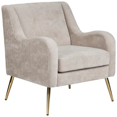 Crestview Collection Cream Upholstered Accent Arm Chair With Gold Iron Frame