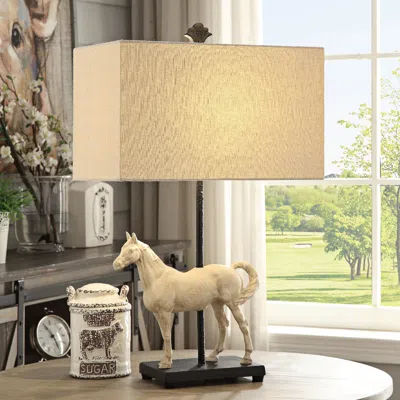 Crestview Collection Crestview Chase 27" Bleached White And Black Ranch Horse Table Lamp