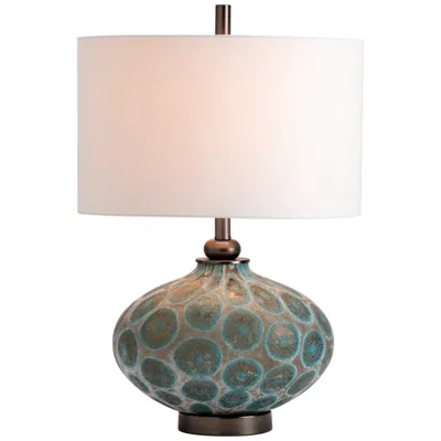 Crestview Collection Crestview Simons 26 1/2" Blue Brown Glass Night Light Table Lamp In Multi