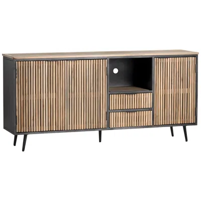 Crestview Collection Donovan 72" Wide Black And Brown 3-door 2-drawer Sideboard