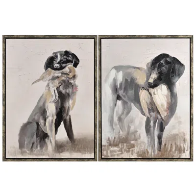 Crestview Collection Duck Dogs 31 1/2" High 2-piece Framed Canvas Wall Art Set
