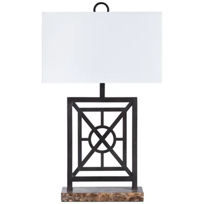 Crestview Collection Englewood Classical Trelliage Pattern Metal Table Lamp In White