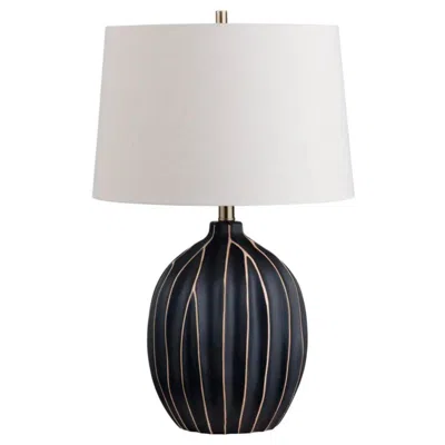 Crestview Collection Evans 26" High Striped Ceramic Table Lamp In Black