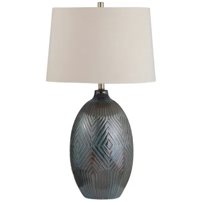Crestview Collection Everett 32" Green Black Diamond Ceramic Lamp