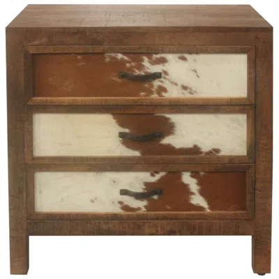 Crestview Collection Ft. Worth 30" Wide Brown Cowhide 3-drawer Accent Chest