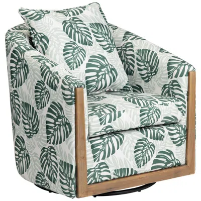 Crestview Collection Green Upholstered Accent Arm Chair With Brown Iron Frame