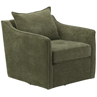 Crestview Collection Green Upholstered Accent Arm Chair With Brown Wooden Frame