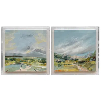 Crestview Collection Greene Lands Framed Canvas Wall Art Set Of 2 In Multi