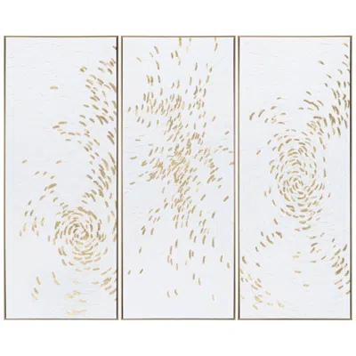 Crestview Collection Gret Escape Framed Canvas Wall Art Set Of Three In White