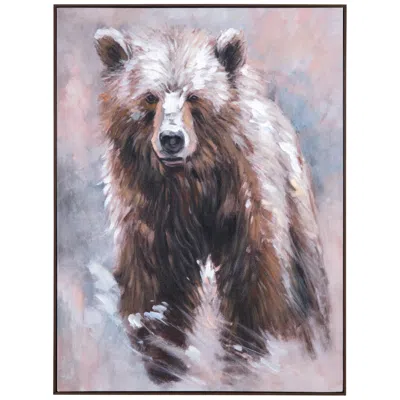 Crestview Collection Grizzly Framed Hand Painted Wall Art