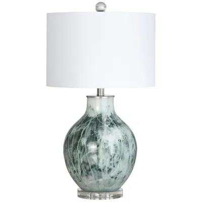 Crestview Collection Gwin 27" Azure Green And White Glass Table Lamp