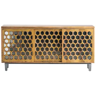 Crestview Collection Honeycomb Tan Wooden  Sideboard