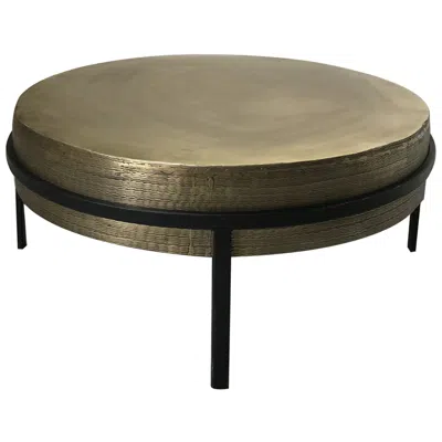 Crestview Collection Hudson 32" Wide Textured Brass Cocktail Table