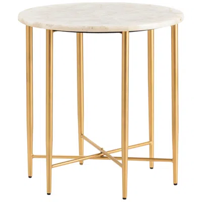 Crestview Collection Katherine 24" Wide Gold Accent Table In White