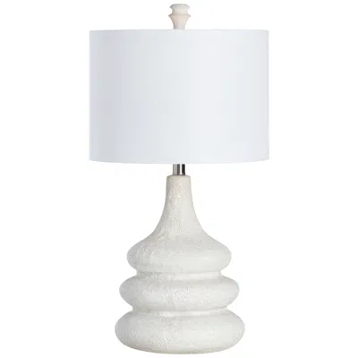 Crestview Collection Ledger Triple Stacked Ovoids Ceramic Table Lamp In White