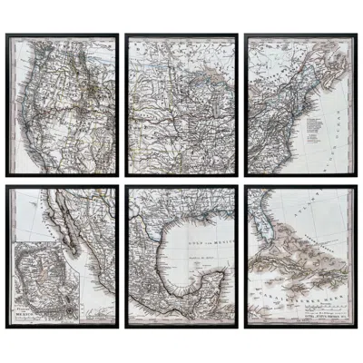 Crestview Collection "logan's Atlas" Framed Canvas Set