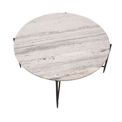 Crestview Collection Marble Round Coffee Table_cocktail Table With Iron Legs In Gray