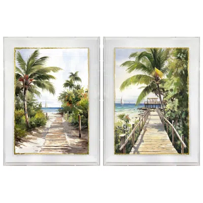 Crestview Collection Maui Framed Canvas Set Of 2