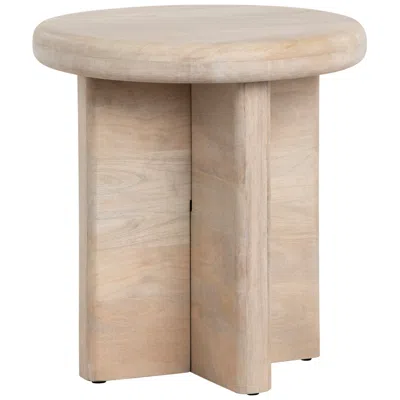 Crestview Collection Mercer 22" Wide Light Brown Wood Round End Table