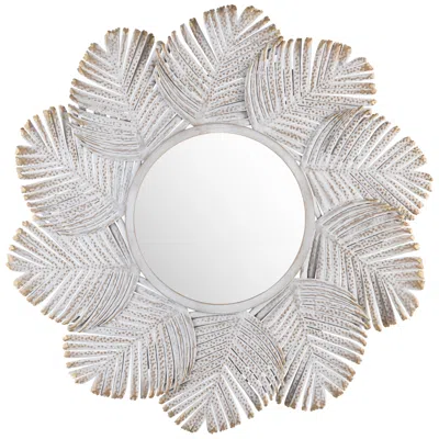 Crestview Collection Miramar Metal Wall Mirror In White