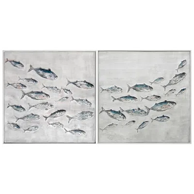 Crestview Collection Montague Framed Canvas Painting  Set Of 2