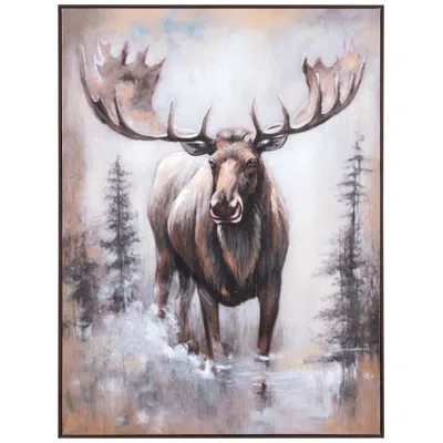 Crestview Collection Mooz Framed Canvas Wall Art In Brown