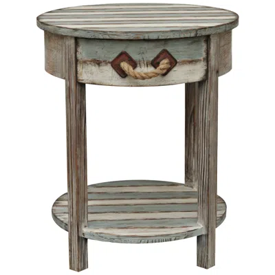 Crestview Collection Nantucket 20" Wide Weathered Wood Round Accent Table