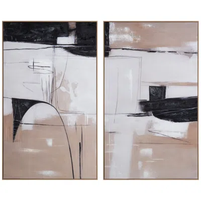 Crestview Collection Oak Lines - Abstract Framed Canvas Set - Set Of 2 - 30 X 50