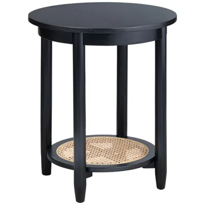Crestview Collection Port Royal 20" Wide Painted Black Wood Round End Table