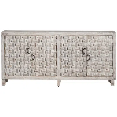 Crestview Collection Quincy 71" Wide White-washed Wooden 4-door Sideboard