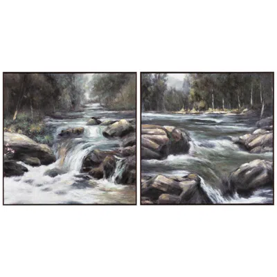 Crestview Collection Rapids Framed Canvas Set Of 2