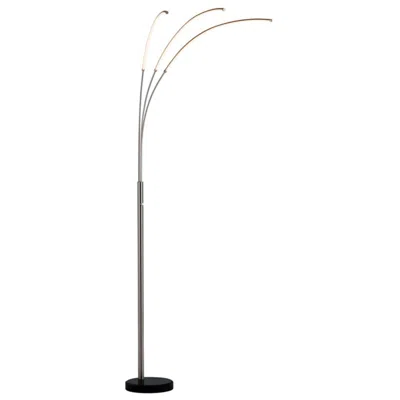 Crestview Collection Rougue Triple Arms Led Metal Floor Lamp In Black