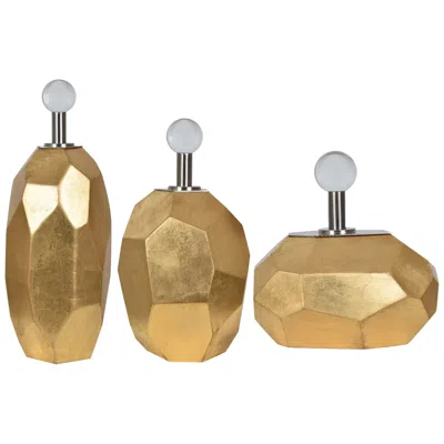 Crestview Collection Roxy Gold Leaf Modern Vases - Set Of 3