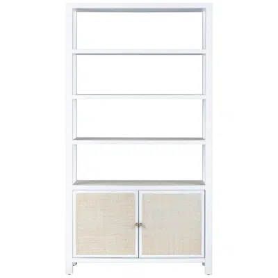 Crestview Collection Sandy Shores 42" Wide White And Sandy 2-door 4-shelf Etagere