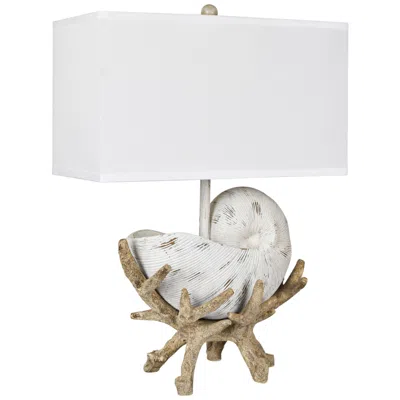 Crestview Collection Sleeping Shell Antique White And Rusty Wood Table Lamp
