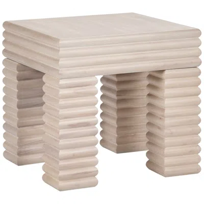 Crestview Collection Square Cream Solid Wood Accent End Table