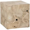 Crestview Collection Square Tan Solid Wood Accent End Table