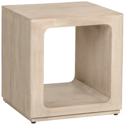 Crestview Collection Square Tan Solid Wood Accent End Table
