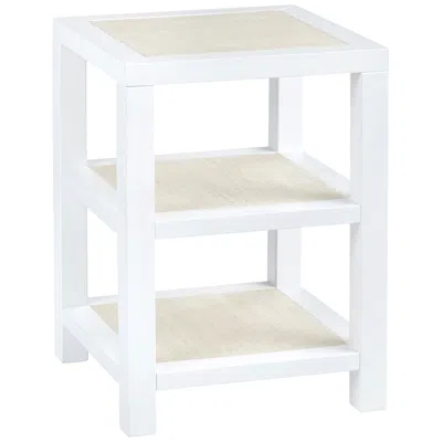 Crestview Collection Square White Solid Wood Accent End Table