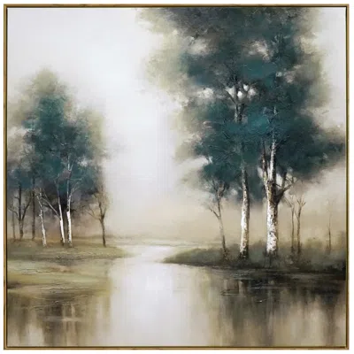 Crestview Collection Turquoise Creek 40" Square Framed Canvas Wall Art