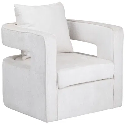 Crestview Collection White Upholstered Accent Arm Chair With Black Iron Frame