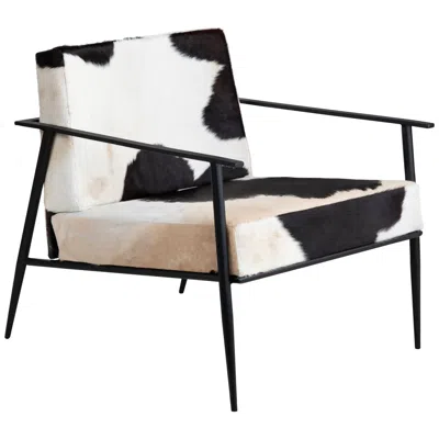 Crestview Collection White Upholstered Accent Arm Chair With Black Iron Frame