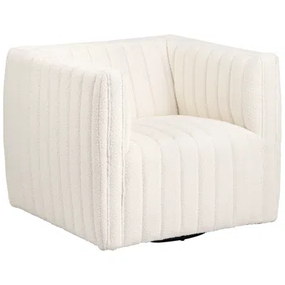 Crestview Collection White Upholstered Accent Arm Chair With Black Iron Frame