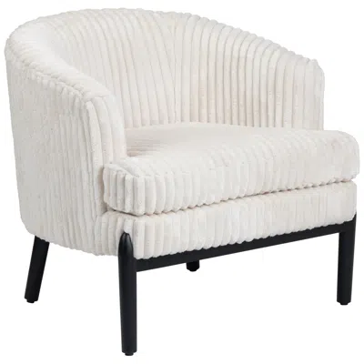Crestview Collection White Upholstered Accent Arm Chair With Black Solid Wood Frame