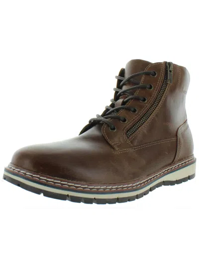 Crevo Rhet Mens Leather Lace Up Casual Boots In Brown