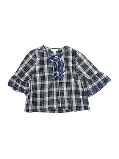 Pre-owned Crewcuts Kids' 3/4 Sleeve Blouse In Blue
