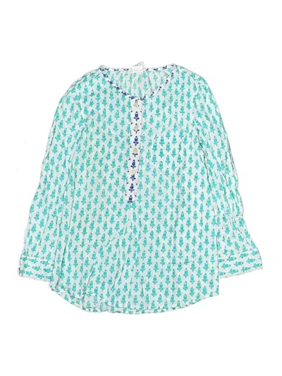 Pre-owned Crewcuts Kids' 3/4 Sleeve Blouse In Teal