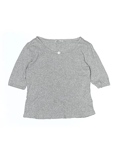 Pre-owned Crewcuts Kids' 3/4 Sleeve Top Gray Crew Neck Tops